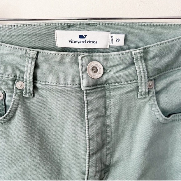 Vineyard Vines Jamie High Rise Jeans Garment Dyed Sea Clay Green Size 26 - Picture 4 of 9
